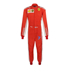 "Kimi Räikkönen 2018 F1 suit – front view showcasing sharp lines and professional styling-Bestracewear