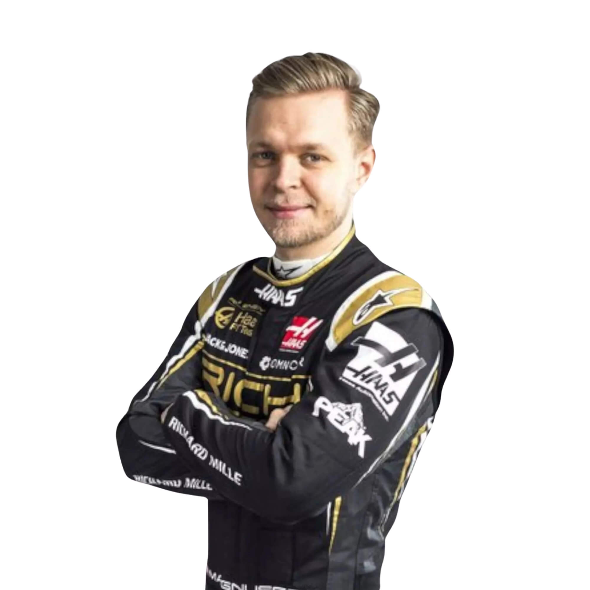 Kevin Magnussen 2019 Brazilian GP F1 suit – front side view highlighting a sleek, performance-driven design-Bestracewear