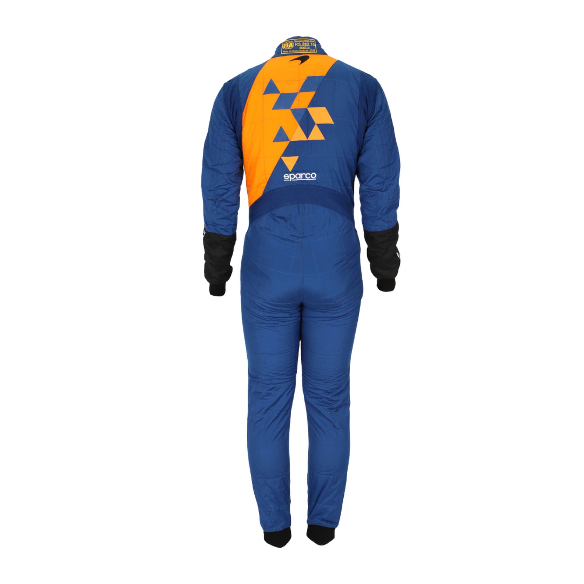Back view of Lando Norris 2019 F1 racing suit – youthful and sleek design with race-day styling, admired by fans and collectors alike-Bestracewear
