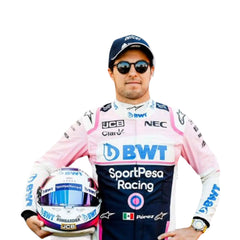 Sergio Perez 2019 F1 suit – front close up view showcasing a bold and dynamic race-ready design-Bestracewear
