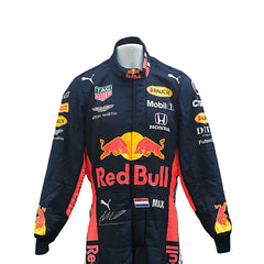 Front closeup view of2019 Max Verstappen F1 Racing Suit- Bestracewear – bold and dynamic design with race-inspired elements, highly admired by motorsport fans.