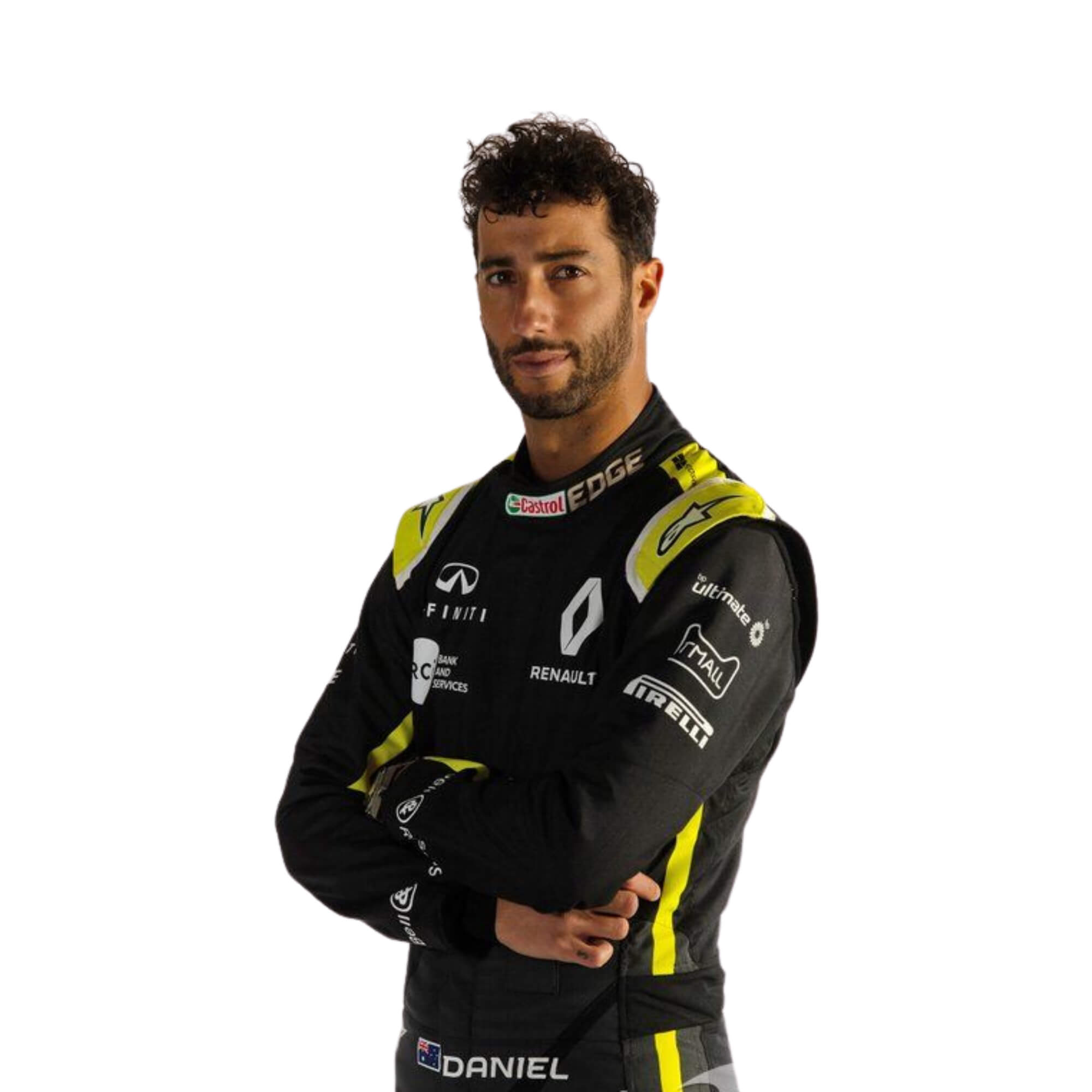 Daniel Ricciardo 2020 F1 racing suit Side view – vibrant and energetic design with race-specific details, popular among Formula 1 fans and collectors-Bestracewear