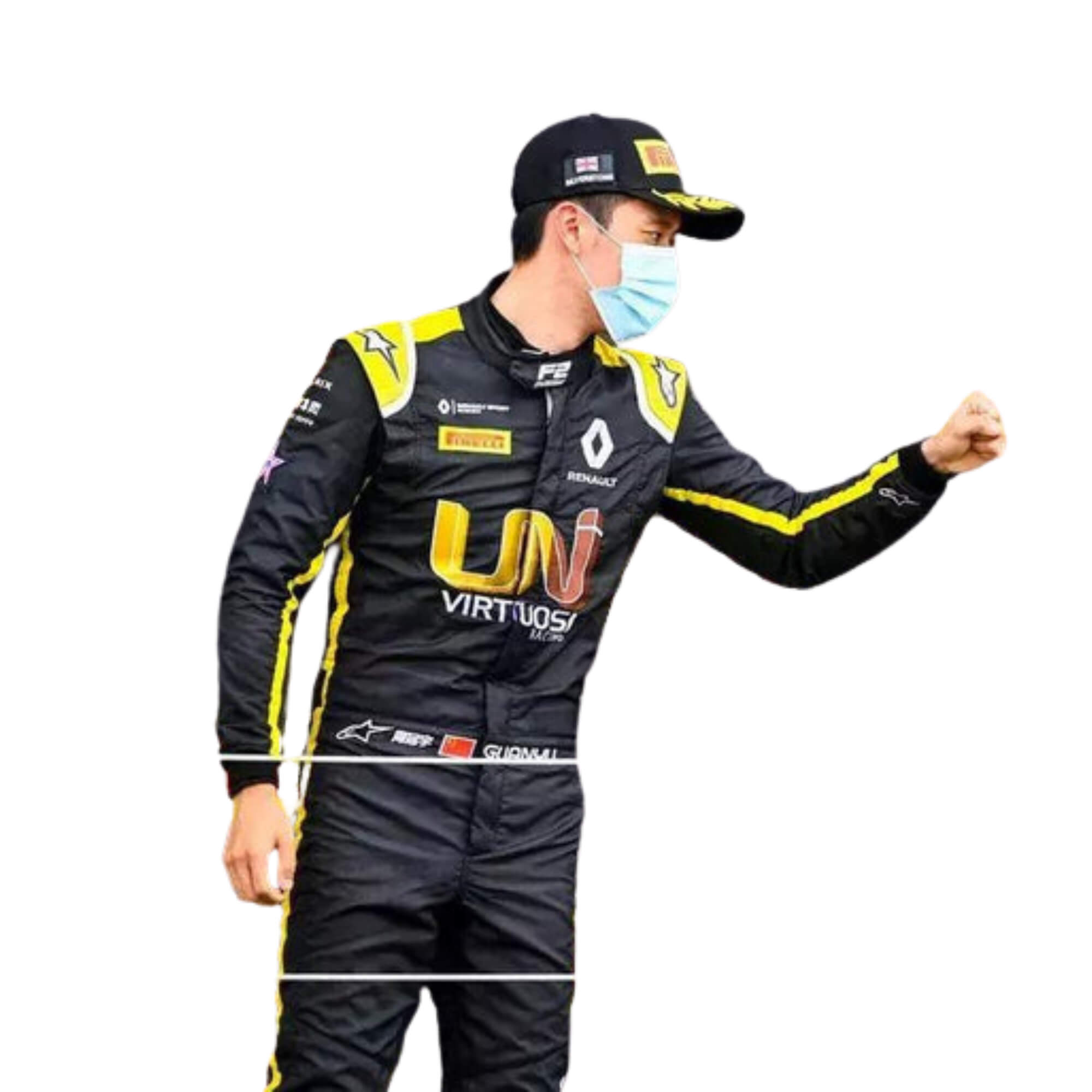 2020 Zhou Guanyu Renault F1 Racing Suit - Bestracewear sleek black and yellow design