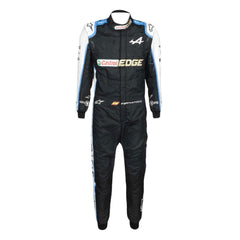 Front view of Fernando Alonso 2021 F1 racing suit – vibrant blue design