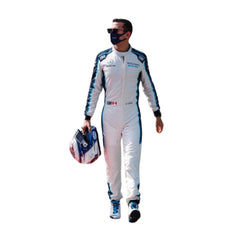 2021 Nicholas Latifi F1 Racing Suit-Bestracewear Front View, Navy and White Design, Race-Ready Stitching