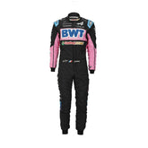 Pierre Gasly’s 2023 F1 racing suit for the Mexico GP, featuring a striking design with a mix of dark blue and vibrant sponsor logos. The suit is built for speed and comfort, showcasing Gasly’s racing excellence. Bestracewear