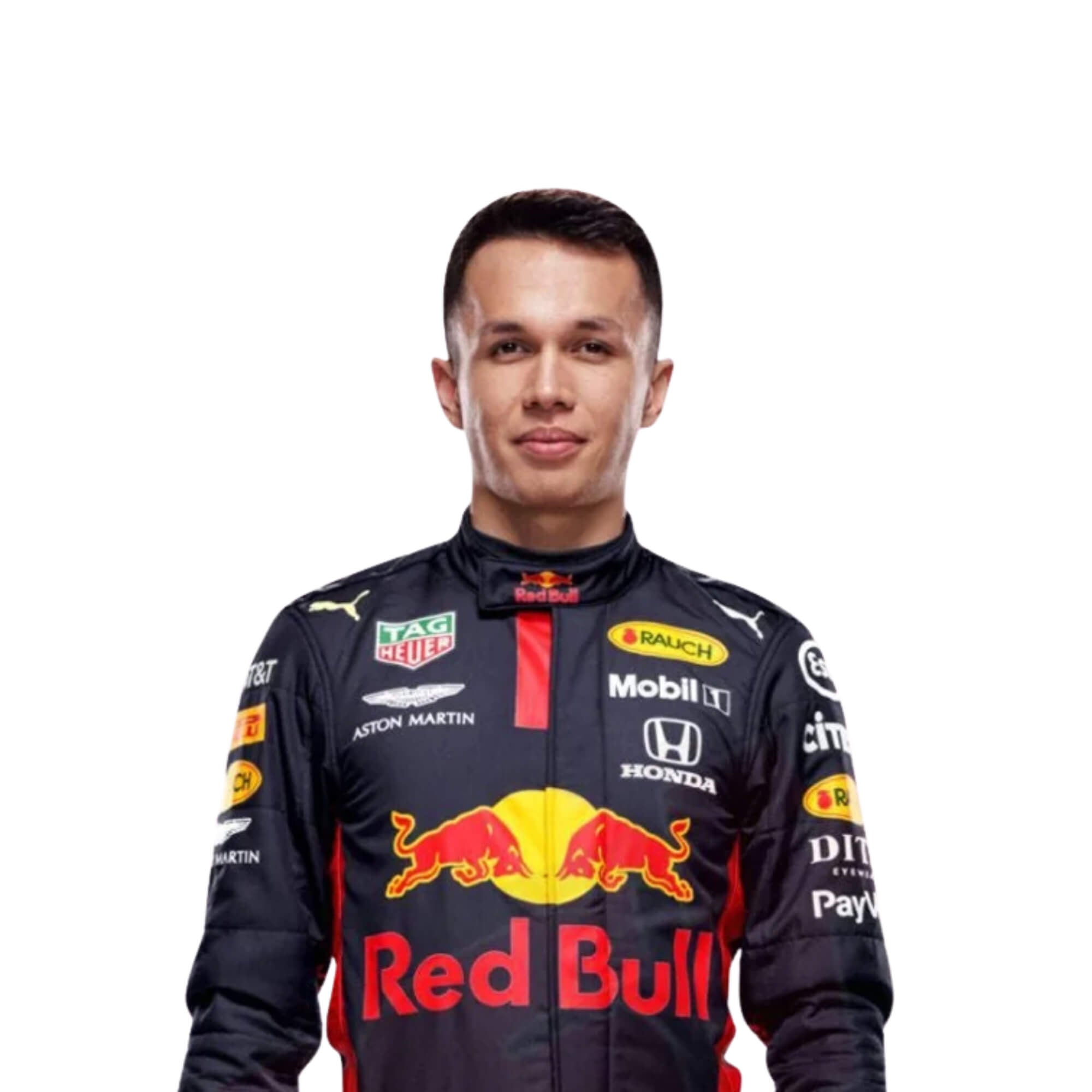 closeup front view of Alexander Albon’s 2020 F1 Mugello race suit – Bestracewear