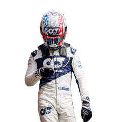 Closeup front view of Pierre Gasly’s 2021 F1 racing suit-Bestracewear