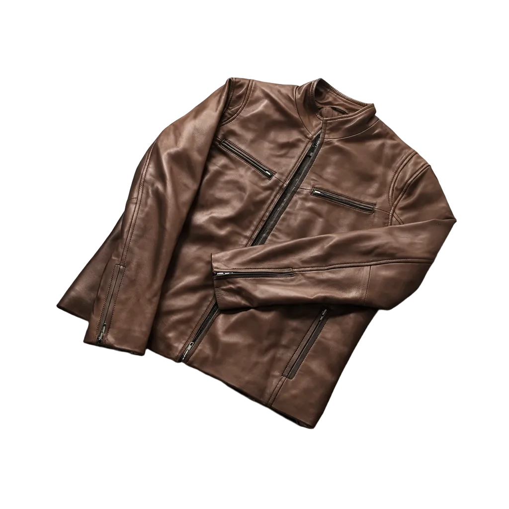 Brown Leather Jacket - Bestracewear