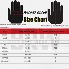 F1 Racing Gloves Size chart - Bestracewear