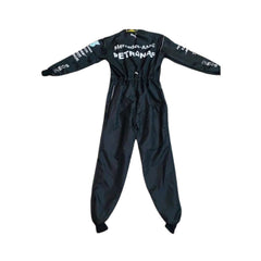 Rear view of George Russell’s 2023 F1 racing suit, focusing on the back design with sponsor branding and detailing for maximum flexibility and comfort.Bestracewear