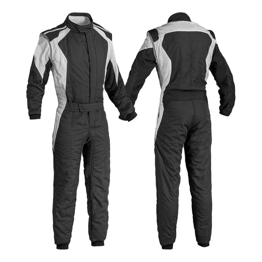 White and Black Go Kart Racing Suit - Best Race Wear