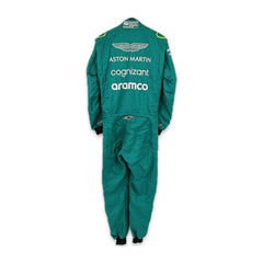 Back view of Lance Stroll 2022 Canadian GP racing suit – fitted deep green suit with professional cut and structure