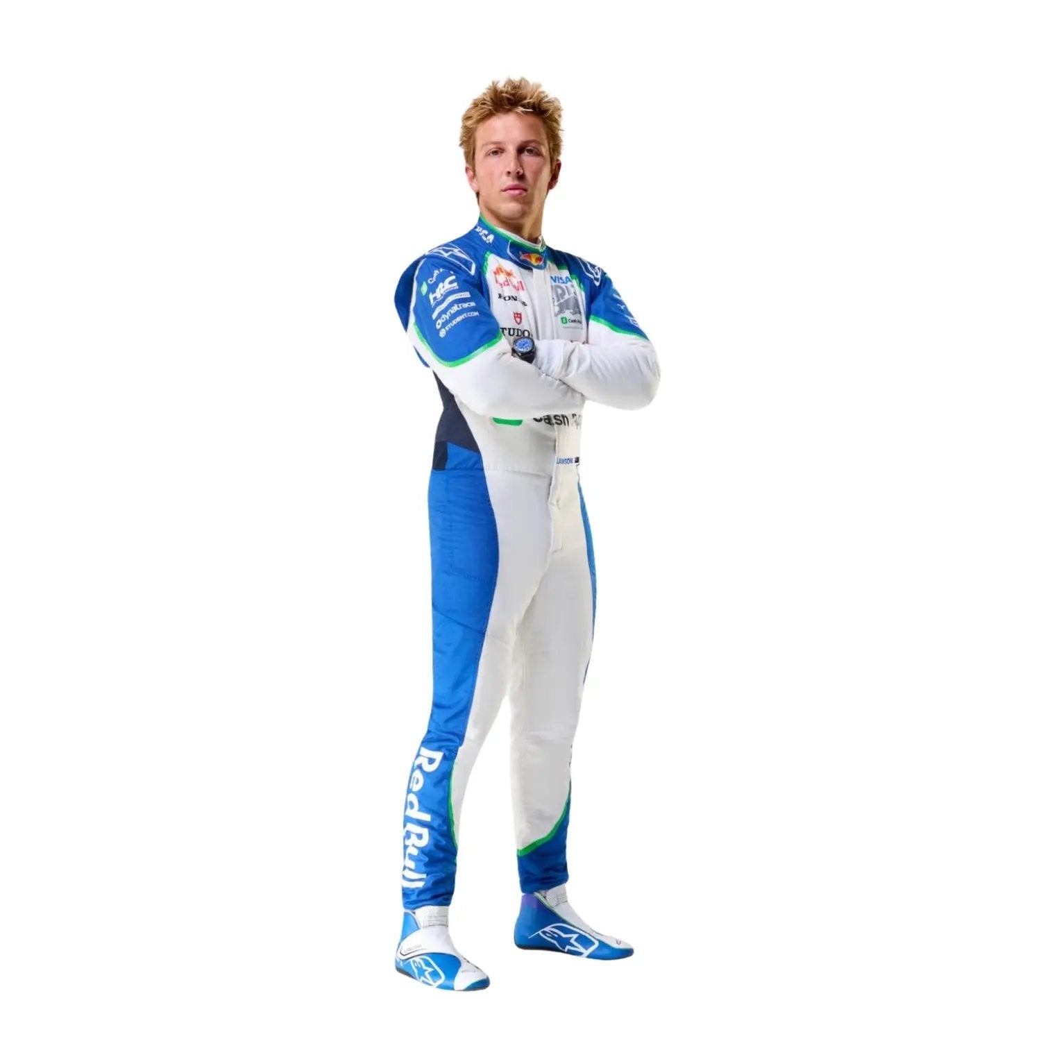 Right side Liam Lawson 2025 Visa Cash App Edition F1 Race Suit -Bestracewear