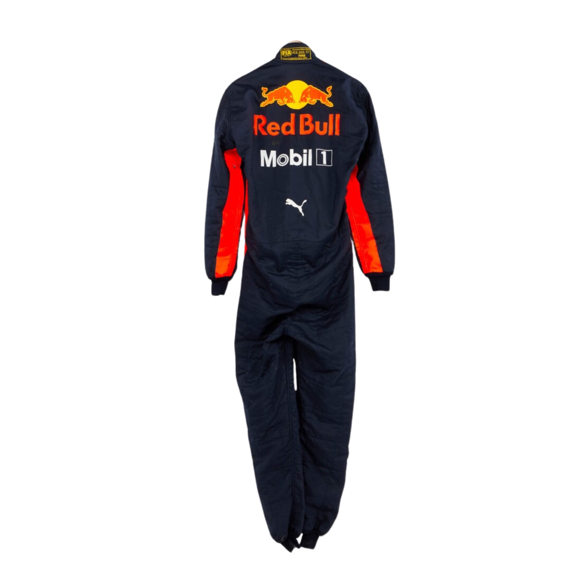 Back view of 2020 Max Verstappen f1 racing suit from Bestracewear – commemorative design for 1000th GP weekend.