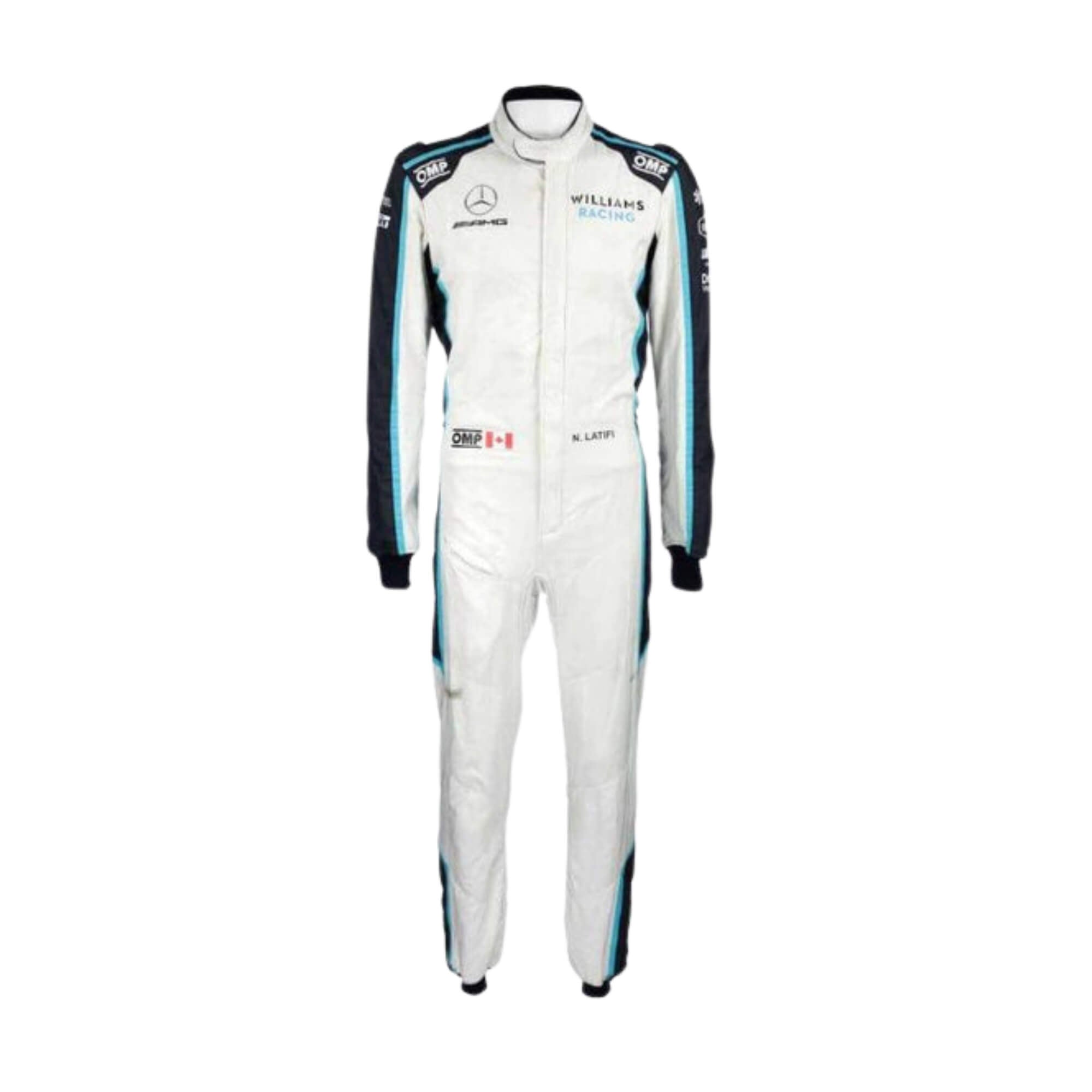 Nicholas Latifi 2020 Formula 1 racing suit – sharp front view showcasing livery and detailed design
