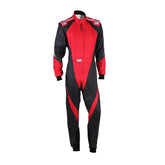Front View of Red and black go kart racing suit OMP Go Kart Suit KS-3X- Bestracewear