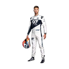 Pierre Gasly 2021 F1 racing suit front view, highlighting team logos, sponsor details, and race-specific design features-Bestracewear