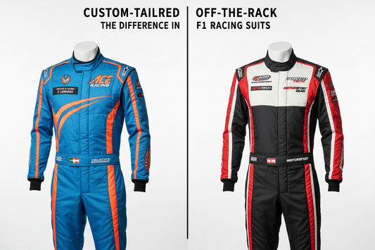 Custom vs ready-made F1 suit side-by-side comparison