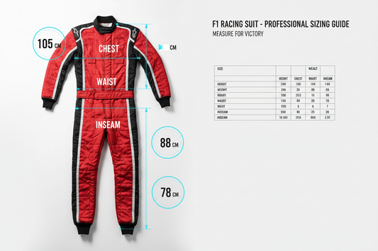 F1 racing suit size chart 2026 detailed measurements