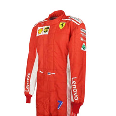 "Kimi Räikkönen 2018 F1 suit – side view showcasing sharp lines and professional styling-Bestracewear