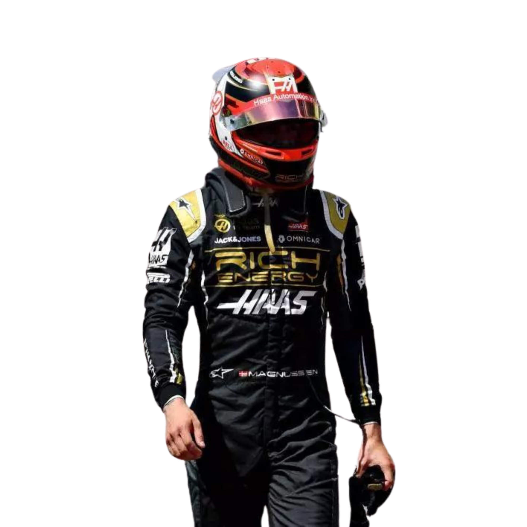 Kevin Magnussen 2019 Brazilian GP F1 suit – front view highlighting a sleek, performance-driven design-Bestracewear