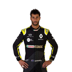 Front close up view of Daniel Ricciardo 2020 F1 racing suit – vibrant and energetic design with race-specific details Bestracewear