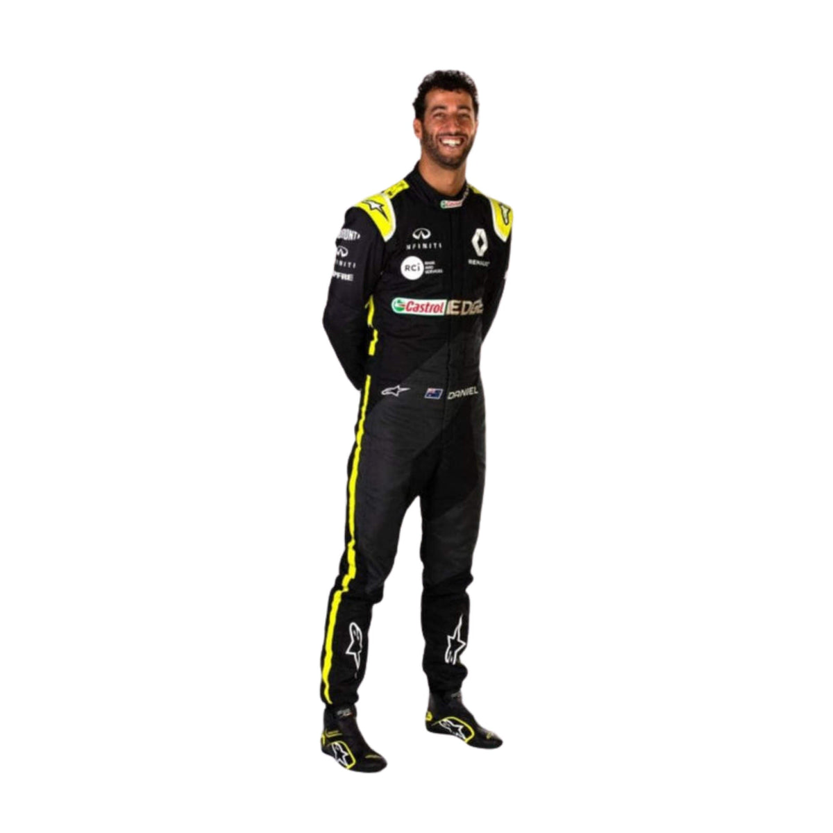 Daniel Ricciardo 2020 F1 racing suit – vibrant and energetic design with race-specific details, popular among Formula 1 fans and collectors. Bestracewear