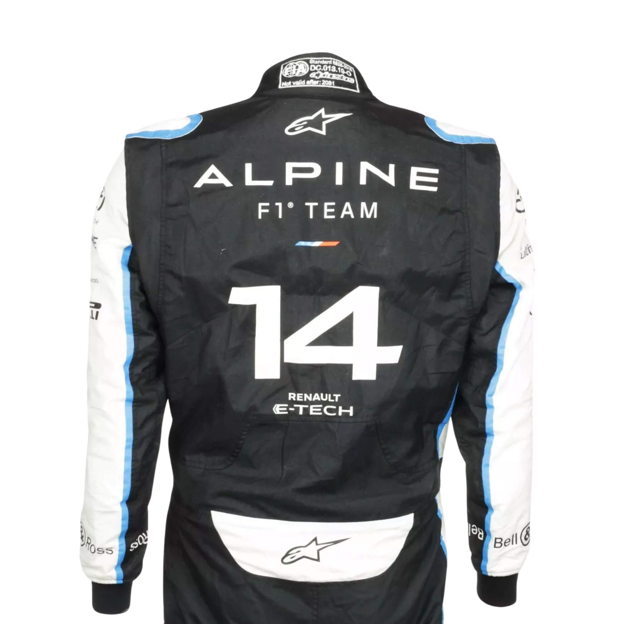 Close-up back view of 2021 Esteban Ocon F1 Racing Suit - Bestracewear