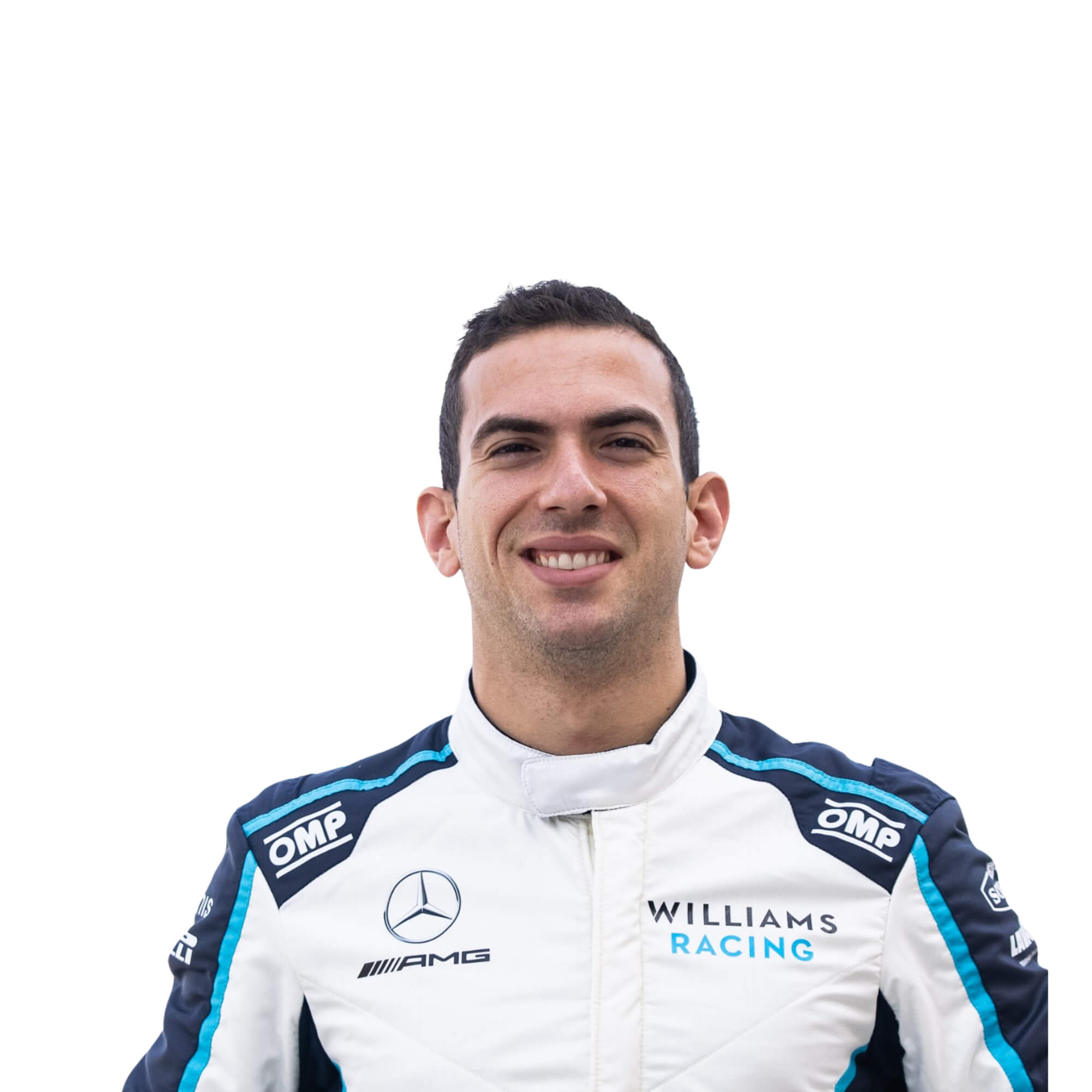 Closeup view of 2021 Nicholas Latifi F1 Racing Suit-Bestracewear 