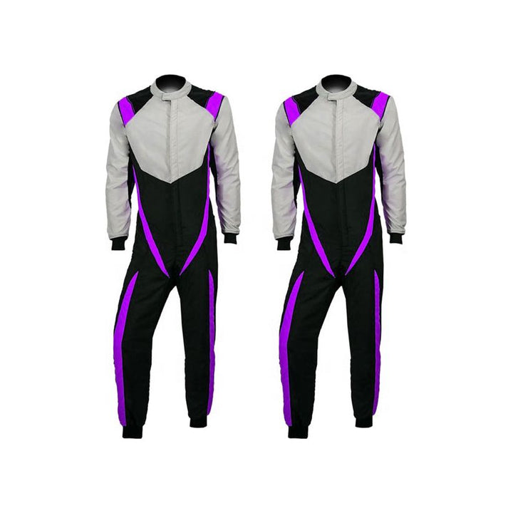 Gray, Black & Violet Go Kart Racing Suit - Best Race Wear