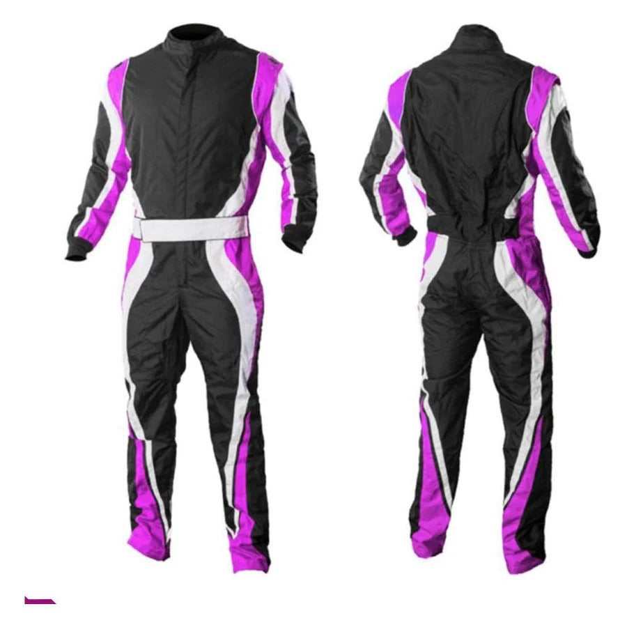Black, Violet & White Go Kart Racing Suit - Best Race Wear