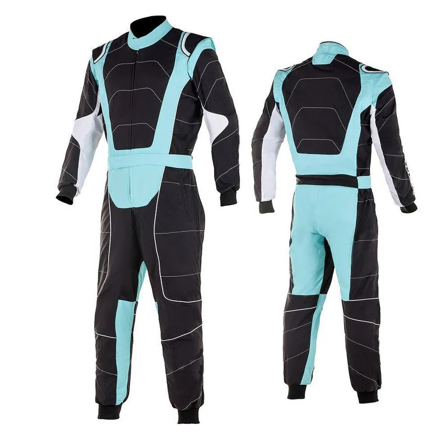 Black & Light Blue Go Kart Racing Suit - Best Race Wear