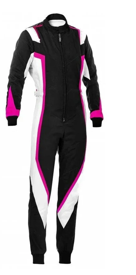 Black, White and Pink Go Karting Racing Suit - Bestracewear
