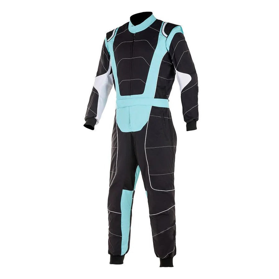 Black & Light Blue Go Kart Racing Suit - Best Race Wear