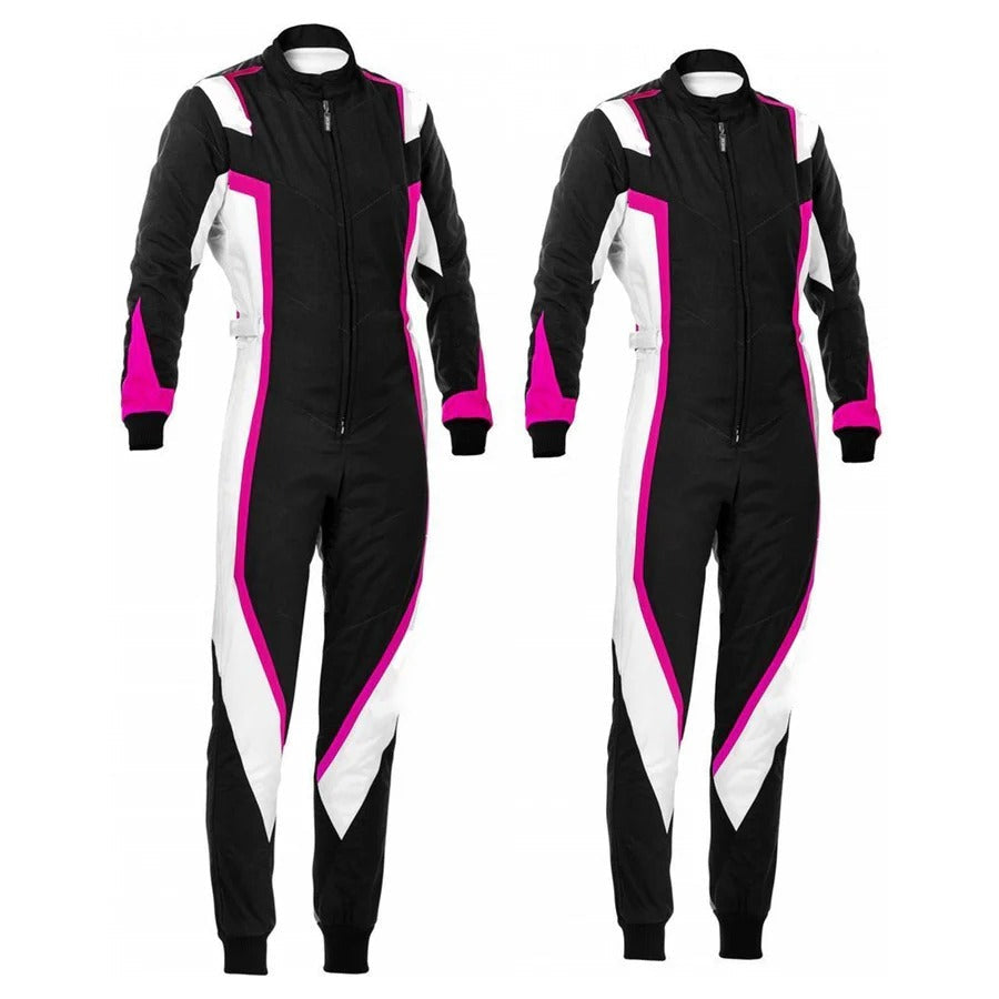Black, White and Pink Go Karting Racing Suit - Bestracewear