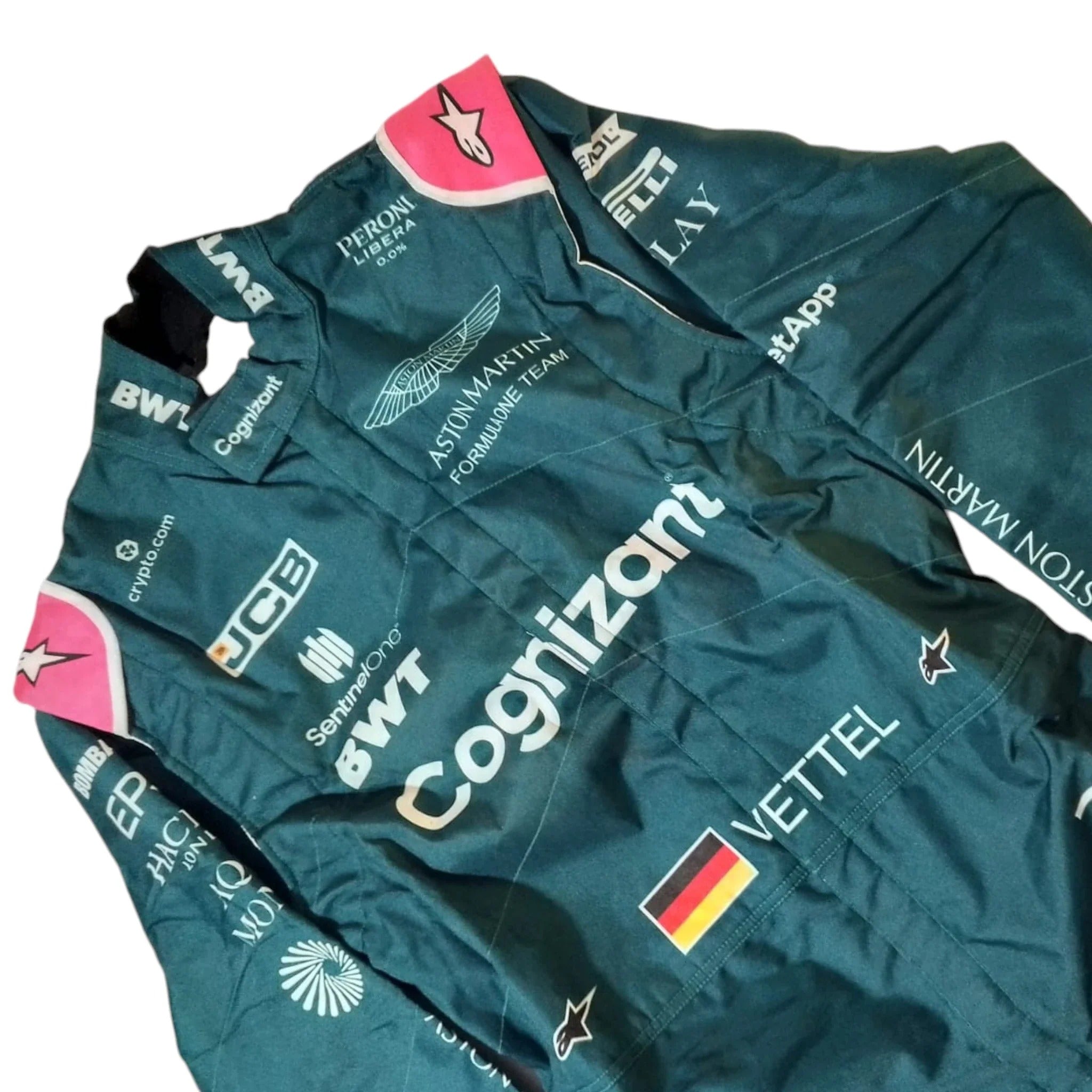 Close Up Front view of Sebastian Vettel’s 2021 Formula 1 race suit